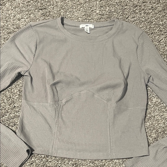 BP Gray Ribbed Long Sleeve Top - Picture 3 of 3